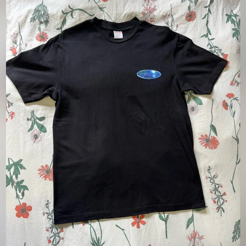 Supreme Black Tee with Ocean Blue Logo - Picture 3 of 13